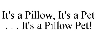 IT'S A PILLOW, IT'S A PET . . . IT'S A PILLOW PET!