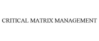 CRITICAL MATRIX MANAGEMENT