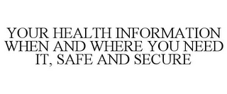 YOUR HEALTH INFORMATION WHEN AND WHERE YOU NEED IT, SAFE AND SECURE