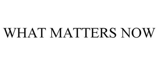 WHAT MATTERS NOW