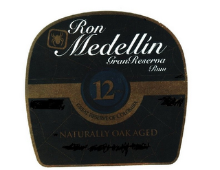 RON MEDELLIN GRANRESERVA 12 ANOS GRAN RESERVA DE COLOMBIA AÑEJAMIENTO NATURAL