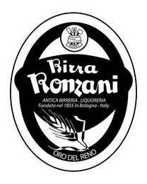 BIRRA BIRRA RONZANI ANTICA BIRRERIA . LIQUORERIA FONDATA NEL 1855 IN BOLOGNA - ITALY ORO DEL RENO