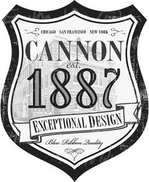 CHICAGO SAN FRANCISCO NEW YORK CANNON EST. 1887 EXCEPTIONAL DESIGN BLUE RIBBON QUALITY