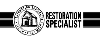 RESTORATION SPECIALIST RESTORATION SPECIALIST · WATER · FIRE · MOLD ·