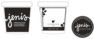 JENI'S HANDMADE IN OUR KITCHEN JENI'S ICE CREAMS, YOGURTS AND SORBETS ARE JENI'S ICE CREAMS, YOGURTS AND SORBETS ARE HAND-CRAFTED IN SMALL BATCHES, USING LUXURIOUS AND FLAVORFUL INGREDIENTS. PLEASE ENJOY AND SHARE WITH FRIENDS. JENI'S SPLENDID ICE CREAMS· (1 PINT) ICE CREAM· YOGURT · SORBET MADE IN COLUMBUS, OHIO · MADE IN GRANDVIEW, OHIO · JENISICECREAMS.COM  MAY CONTAIN NUTS OR TRACES OF NUTS HANDMADE IN OUR KITCHEN