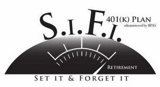 S,I.F.I. 401(K) PLAN ADMINISTERED BY BPAS RETIREMENT SET IT & FORGET IT