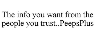 THE INFO YOU WANT FROM THE PEOPLE YOU TRUST..PEEPSPLUS