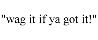 "WAG IT IF YA GOT IT!"