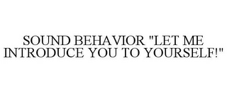 SOUND BEHAVIOR "LET ME INTRODUCE YOU TO YOURSELF!"