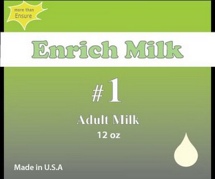 MORE THAN ENSURE ENRICH MILK #1 ADULT MILK 12 OZ MADE IN U.S.A