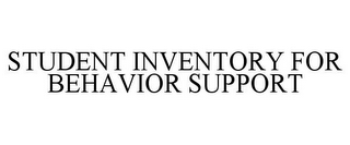 STUDENT INVENTORY FOR BEHAVIOR SUPPORT