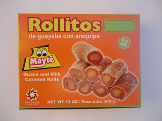 ROLLITOS DE GUAYABA CON AREQUIPE MAYTÉ GUAVA AND MILK CARAMEL ROLLS !SIENTE TU BANDERA, CREE EN TU PAIS! 12 UNITS NET WT 12 OZ / PESO NETO 340 G.