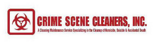 CRIME SCENE CLEANERS, INC. A CLEANING MAINTENANCE SERVICE SPECIALIZING IN THE CLEANUP OF HOMICIDE, SUICIDE & ACCIDENTAL DEATH