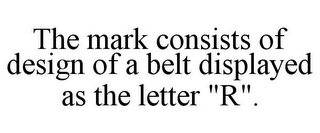 THE MARK CONSISTS OF DESIGN OF A BELT DISPLAYED AS THE LETTER "R".