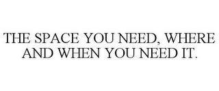 THE SPACE YOU NEED, WHERE AND WHEN YOU NEED IT.