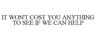 IT WON'T COST YOU ANYTHING TO SEE IF WE CAN HELP