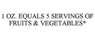 1 OZ. EQUALS 5 SERVINGS OF FRUITS & VEGETABLES*