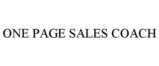 ONE PAGE SALES COACH