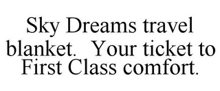 SKY DREAMS TRAVEL BLANKET. YOUR TICKET TO FIRST CLASS COMFORT.