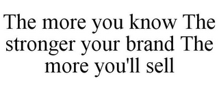 THE MORE YOU KNOW THE STRONGER YOUR BRAND THE MORE YOU'LL SELL