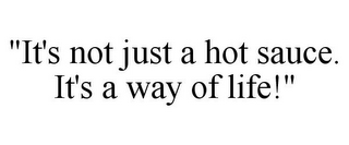 "IT'S NOT JUST A HOT SAUCE. IT'S A WAY OF LIFE!"