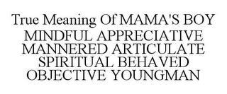 TRUE MEANING OF MAMA'S BOY MINDFUL APPRECIATIVE MANNERED ARTICULATE SPIRITUAL BEHAVED OBJECTIVE YOUNGMAN