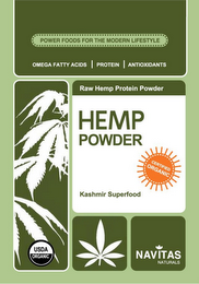 POWER FOODS FOR THE MODERN LIFESTYLE OMEGA FATTY ACIDS PROTEIN ANTIOXIDANTS RAW HEMP PROTEIN POWDER HEMP POWDER KASHMIR SUPERFOOD NAVITAS NATURALS CERTIFIED ORGANIC USDA ORGANIC