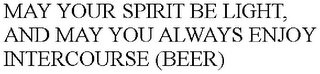 MAY YOUR SPIRIT BE LIGHT, AND MAY YOU ALWAYS ENJOY INTERCOURSE (BEER)