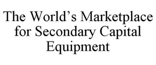 THE WORLD'S MARKETPLACE FOR SECONDARY CAPITAL EQUIPMENT