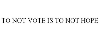 TO NOT VOTE IS TO NOT HOPE