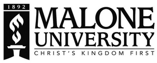 1892 MALONE UNIVERSITY CHRIST'S KINGDOM FIRST