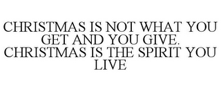 CHRISTMAS IS NOT WHAT YOU GET AND YOU GIVE. CHRISTMAS IS THE SPIRIT YOU LIVE