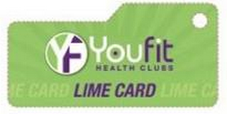 YF YOUFIT HEALTH CLUBS LIME CARD