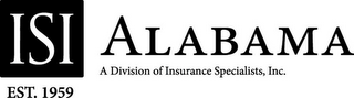 ISI ALABAMA A DIVISION OF INSURANCE SPECIALISTS, INC. EST. 1959