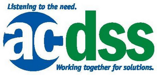 LISTENING TO THE NEED ACDSS WORKING TOGETHER FOR SOLUTIONS.