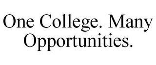 ONE COLLEGE. MANY OPPORTUNITIES.