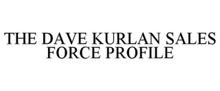 THE DAVE KURLAN SALES FORCE PROFILE