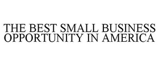 THE BEST SMALL BUSINESS OPPORTUNITY IN AMERICA