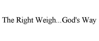 THE RIGHT WEIGH...GOD'S WAY