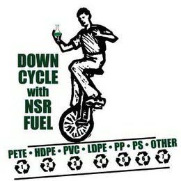 DOWN CYCLE WITH NSR FUEL PETE · HDPE · PVC · LDPE · PP · PS · OTHER 1 2 3 4 5 6 7