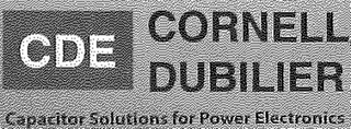 CDE CORNELL DUBILIER CAPACITOR SOLUTIONS FOR POWER ELECTRONICS