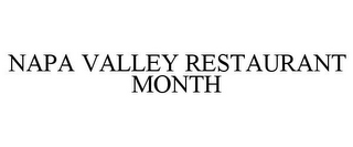 NAPA VALLEY RESTAURANT MONTH