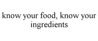 KNOW YOUR FOOD, KNOW YOUR INGREDIENTS