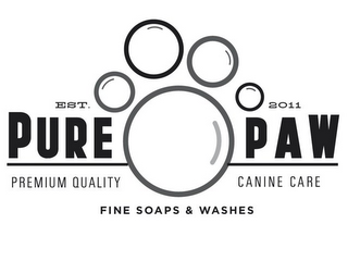 PURE PAW PREMIUM QUALITY CANINE CARE FINE SOAPS & WASHES EST. 2011