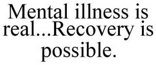 MENTAL ILLNESS IS REAL...RECOVERY IS POSSIBLE.