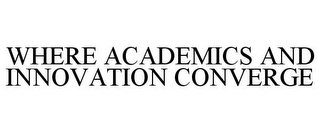 WHERE ACADEMICS AND INNOVATION CONVERGE