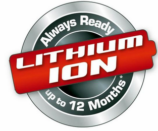 LITHIUM ION ALWAYS READY UP TO 12 MONTHS