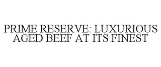 PRIME RESERVE: LUXURIOUS AGED BEEF AT ITS FINEST
