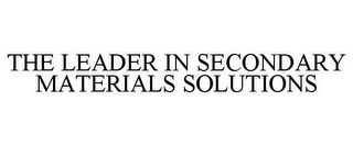 THE LEADER IN SECONDARY MATERIALS SOLUTIONS