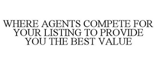 WHERE AGENTS COMPETE FOR YOUR LISTING TO PROVIDE YOU THE BEST VALUE